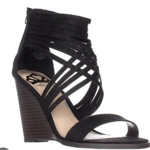 Fergalicious black Hunter wedge sandal 8 M